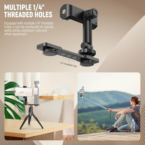 NEEWER Phone Holder Mount Compatible with DJI Osmo Pocket 4 & Pocket 3, Accessories Expansion Cell Phone Mount with 1/4" Threads for Tripod/Extension Rod, Cold Shoe for Mini Video Light, Mic, AC021