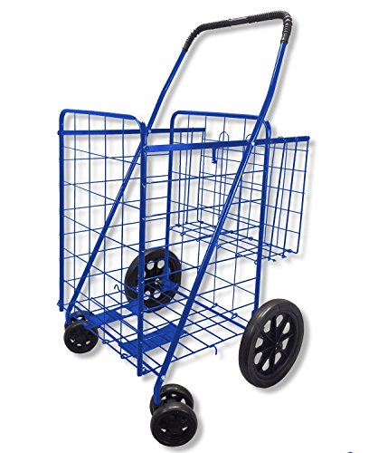 Wellmax wm990017s folding shopping cart with double bas…