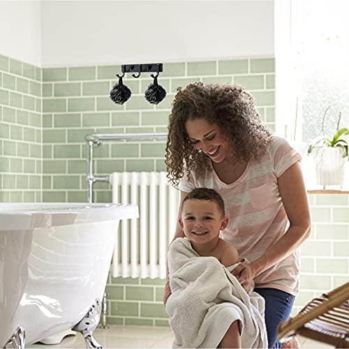 Zikebtuy Pack of 2 Bath Shower Loofah Sponge, Shower Puff, Bath Pouf Ball, Rich Foam Bamboo Charcoal Loofah, Black & White Mixed Color