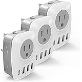 [3-Pack] UK Ireland Travel Plug Adapter, VINTAR International Power Adaptor with 1USB C, 2American Outlets and 3USB Ports, 6 