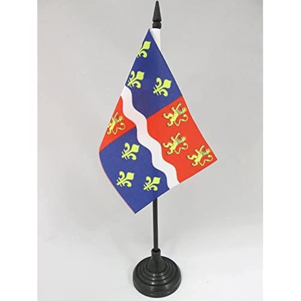 AZ FLAG - Somme Table Flag 4'' x 6'' - French department Office Mini Banner 100% Polyester 15 x 10 cm - Mini Desk Flag with 10'' Pole and Black Plastic Base
