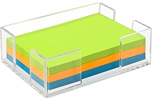 Yncotte Acrylic Sticky Note Holder, 4x6 Inch Clear Dual Notepad Holder Dispenser with Triple Openings Non-Slip Rubber, Sticky Note Dispenser Memo Holder Case for Desk Office School Supplies(No Pads)