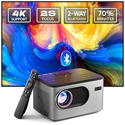 [2s Focus with Remote] PANSEBA 4K Projector, Native