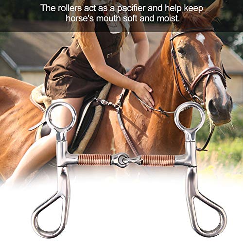 Western Horse Snaffle Stainless Low Leverage Steel Copper Roller Jointed Mouth Snaffle Bit Copper Winding - Thumbnail 4