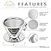Reusable Pour Over Coffee Filter with Upgraded Cup Stand, Handle, and Extra Thick Stainless Steel - Portable Paperless Drip Coffee Maker Brews 1 to 4 Cups