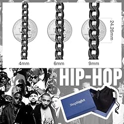 Suplight Chain Necklace Black Men 61cm, Punk Hip