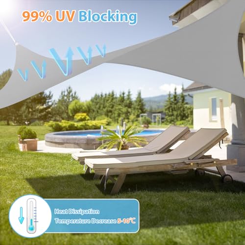 Voile d'ombrage Rectangulaire 4x5m Imperméable Protection UV 99% Toile Ombrage Dissipation Rapide de la Chaleur Résiste à des Forces de Traction élevées Voile d'ombrage pour Patio Jardin Extérieur