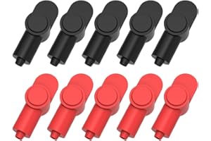 HILICTOKT Battery Terminal Protector, Car Battery Terminal Cover 10Pcs Silicone Battery Terminal Covers fit 10-1AWG Gauge Cable for Car Truck RV Solar Alternator Starter -5 Red and 5 Black