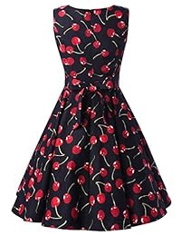 Ensnovo - Vestido de cóctel estilo vintage años 50, estilo rockabilly, para picnic o fiesta