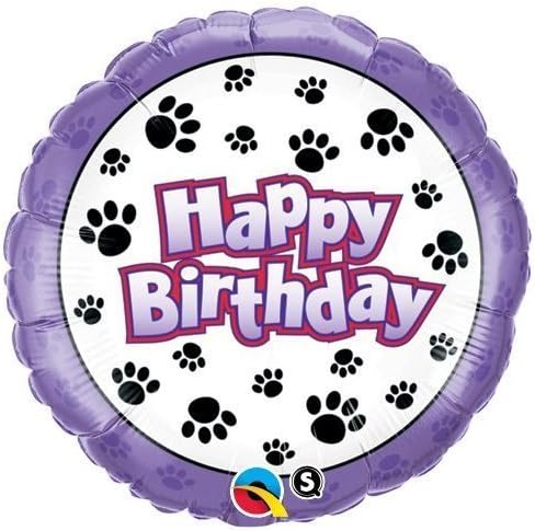 Happy Birthday Paw Prints Qualatex 18" Suprafoil Balloon