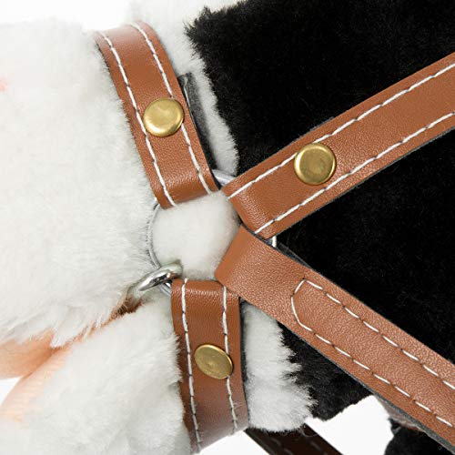 HollyHOME Outdoor Stick Horse with Wood Wheels Real Pony Neighing and