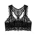 Eve's Temptation Alpinia Wireless Racerback Bras Comfortable Floral Lace Sexy Lingerie for Women,Black Racerback,Xlarge