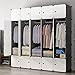 KOUSI Portable Closet Wardrobe Closet Clothes Closet Bedroom Armoire Storage Organizer with Doors, Spacious & Sturdy, Extra Space & Durable Black, 10 Cubes 5 Hanging Clothes
