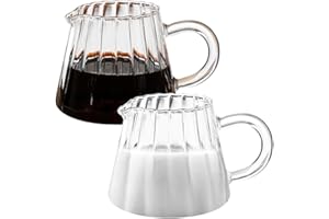 ALGONETO 2 Pcs Glass Pitcher, Wave Shaped Glass Creamer Pitcher, Glass Tea Pitcher, Coffee Milk Creamer Pitcher, Milk Frothin
