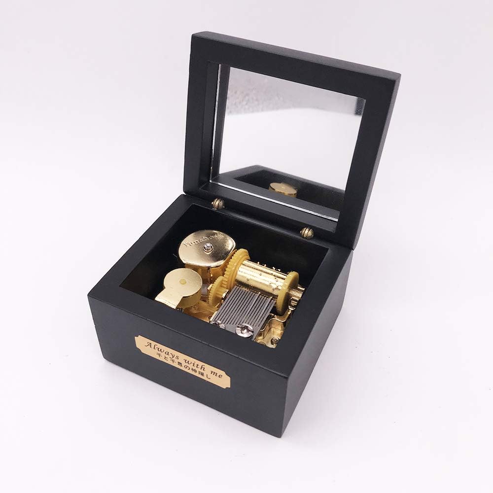 YouTang Wood Music Box,Mini Musical Box with Gold-Plating Movement,Play Pink Panther Theme,Black