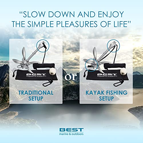 Best Marine Boat Anchor 3.5 Pound Kayak Anchor Kit Folding Anchor