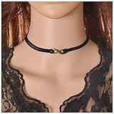 Topin® Punk Gothic Retro Black Lace Double Velvet Choker Necklace with 