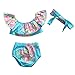Infant Baby Girl Floral Off Shoulder Lotus Leaf Collar Bikini Set+Headband (12-24 M, Green)
