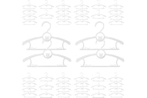 MJRASG 40 Pack Baby Hangers for Closet Plastic Kids Hangers Clothes Space Saving Hangers Non Slip Extendable Baby Hangers for Nursery Toddler Heavy Duty Clothing Hangers Bulk, White