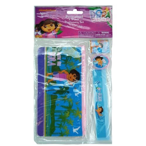 Dora the Explorer by Nickelodeon 4 Piece Personalized Study Kit/stationery Set, School Supplies with Ruler, Pencil Pouch, Sharpener, and Eraser