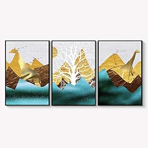 Framed Canvas Wall Art for Living Room, Bedroom Abstract Landscape Dream Place Canvas Prints for Home Decoration Ready to Hanging - 16"x24"x3 Panels