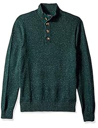 IZOD - Suéter para hombre con botones, cuello alto, sólido, calibre 7
