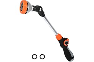 Seatern Watering Wand for Garden Hose, 17.5 Inch, 8 Spray Patterns, Garden Hose Nozzle with Thumb Flow Control, Adjustable Water Sprayer with Pivoting Head, Ideal for Hanging Baskets and Shrubs