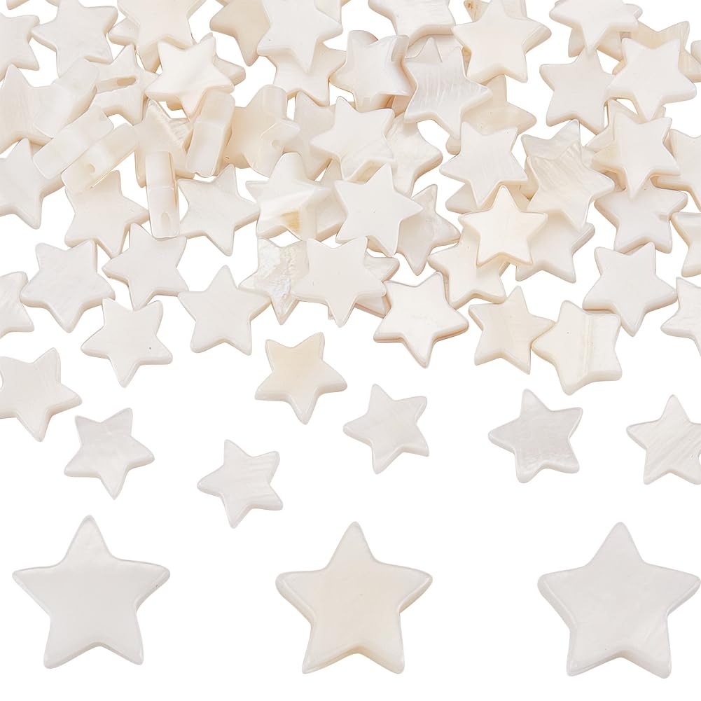 SUNNYCLUE 1 Box 112Pcs Sstar Shell Beads Shell Bead Seashell Beads Natural Shell Beads Strands Star Shaped Beads Flat Bead Spacer Loose Beads for Jewellery Making DIY Bracelet Necklace Earrings Adult