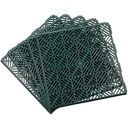 Garden Mile 5pc Green Interlocking Decking Tiles 30cm x 30cm Heavy Duty Garden Flooring Outdoor Play Mats Patio Tiles Non-slip Driveway Grids Plastic Decking Boards Plastic Grid
