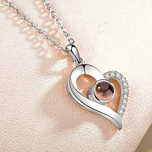 BUYAO Projection 100 languages I love you necklace for women love memory wedding pendant necklace necklace for lovers gift