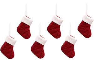 OFFSCH 6pcs Christmas Stocking Cutlery Holders Knitted Tableware Pouches Lightweight Silverware Storage