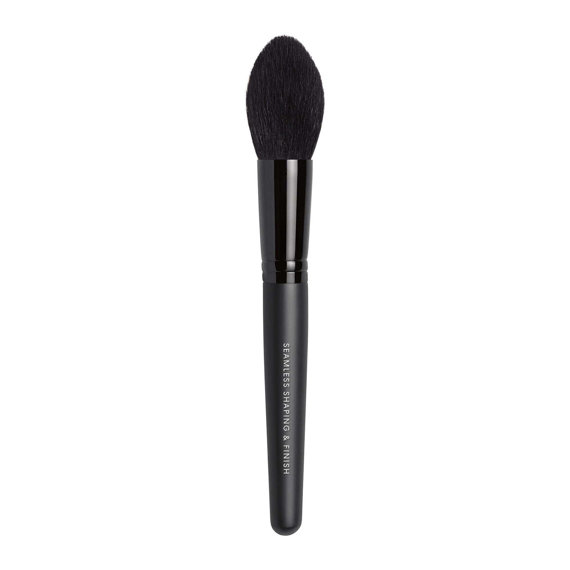 bareMinerals Seamless and Shaping Finishing Brush - Tapered Design, For Applying Setting Powders, Highlighters, Bronzers + Blushes, Loose Bristles, Synthetic Fibers, Vegan