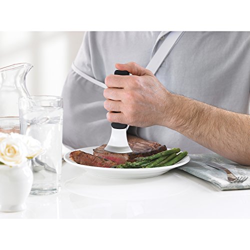 DMI Verti-Grip Curved Cutting Kitchen and Dinner Knife for Individuals with Limited Hand Strength, Stainless Steel Blade
