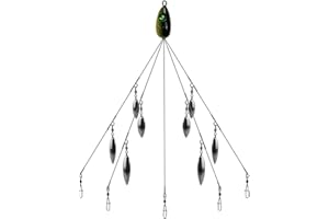 ILURE Alabama Umbrella Rig with 5 arm 8 Blade for bass Fishing Lure Salwater Stripers Swim Bait (Orange 8 Blade)