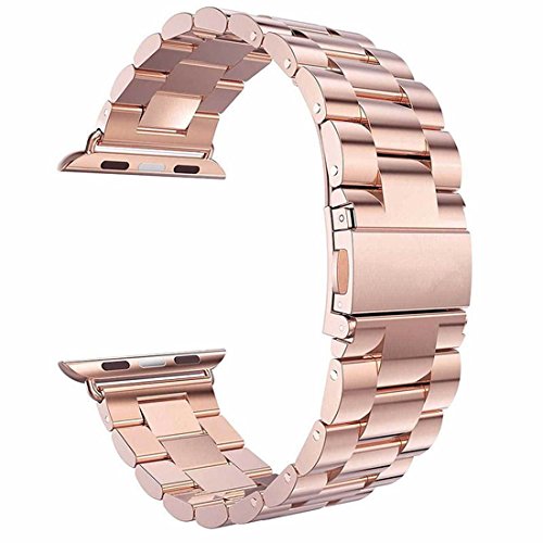 Watch Band , ANGGO Stainless Steel iwatch Strap Replacement Wristwatch Bracelet for Apple Watch Series 3 Series 2 Series 1 All Version (42mm / Rose Gold)