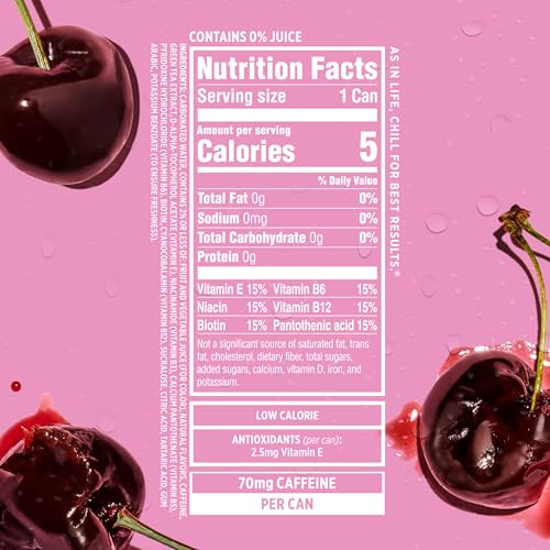SPARKLING ICE CAFFEINE CHERRY VANILLA SPARKLING WATER WITH CAFFEINE, ZERO SUGAR, WITH ANTIOXIDANTS AND VITAMINS,16 FL OZ CANS (PACK OF 12)