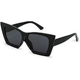 Vintage Square Cat Eye Sunglasses for Women, Trendy Oversized Cateye Big Frame, UV Protection, Fashionable Retro Sunglasses
