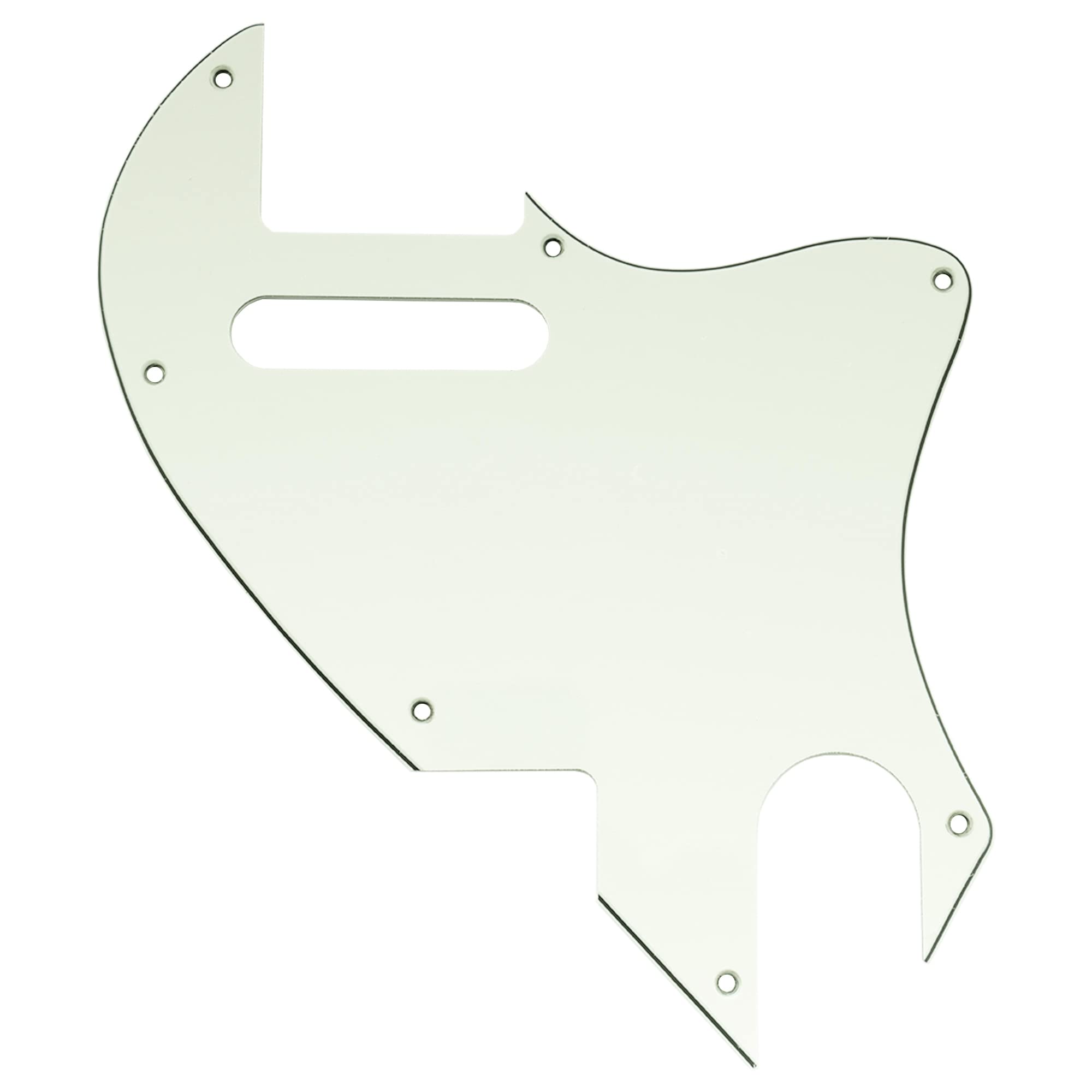 Musiclily Pro 7 Holes Guitar Pickguard for Fender F-Hole Hybrid Tele Style Electric Guitar, 3ply Aged White