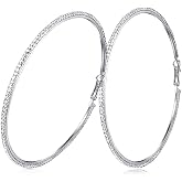 EFTOM Large Rhinestone Hoop Earrings Shining Crystal Big Hoop Dangle Earrings Jewelry for Women 60mm/80mm/90mm/100mm