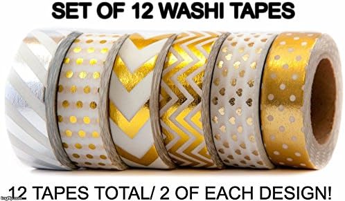 AACE Products Japanese Washi Tapes Perfect for The Holidays, 2 Tape of Each Design, Each Tape is 15 mm x 10 m