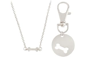 BBDDKEG Dog bone charm hang tag necklace key chain owner and dog jewelry