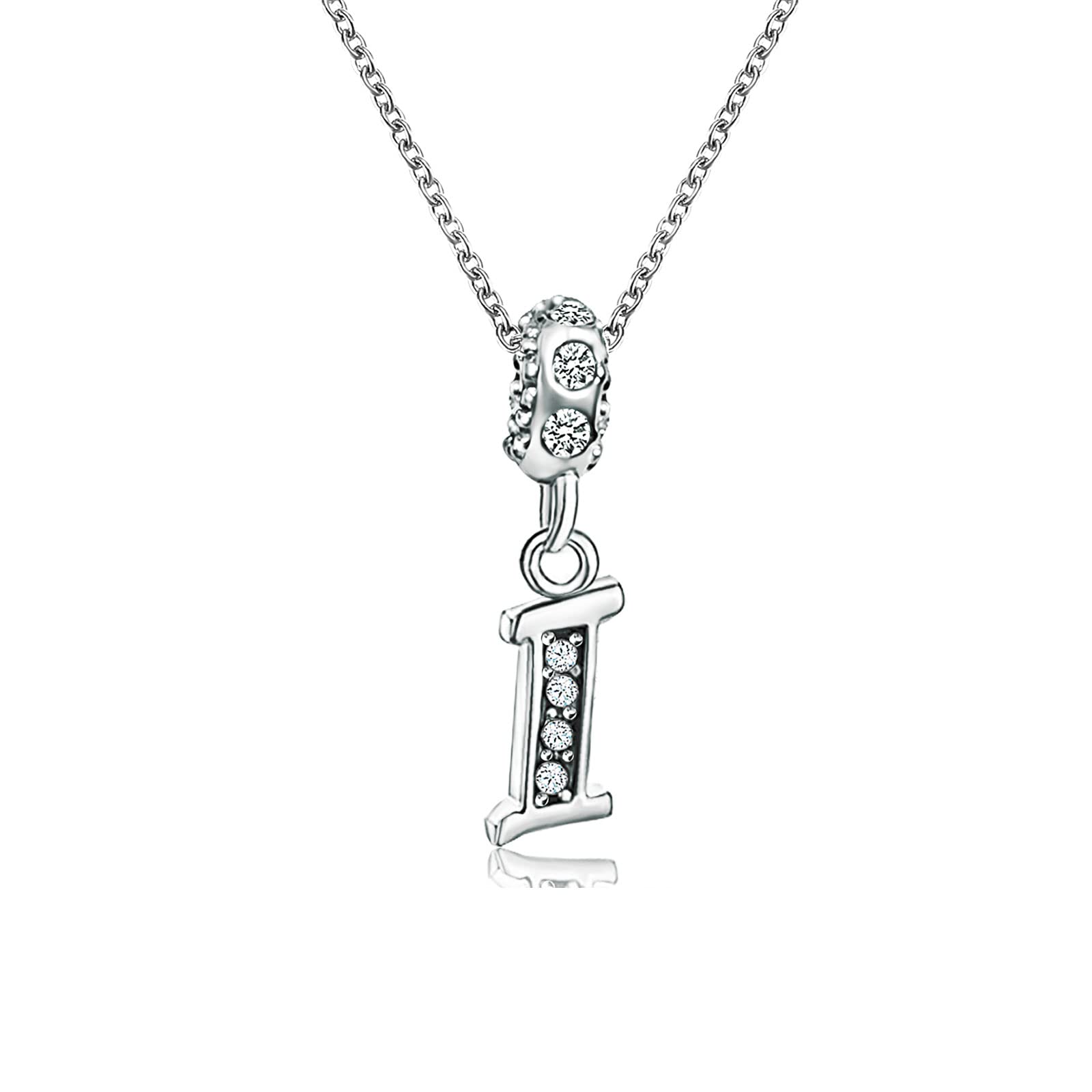 KunBead Jewelry 18 inch Letter I Initial Crystal Alphabet Name Cheap Charm Pendant Necklace