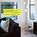 Brightech Sphere 3 LED Floor Lamp– Contemporary Modern Frosted Glass Globe Lamp with Three Lights- Tall Pole Standing Uplight Lamp for Living Room, Den, Office, Bedroom- Bulbs Included- Antique Brass