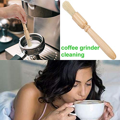 Coffee Grinder Cleaning Brush + Coffee Brush Wood Handle & Natural Bristles