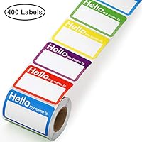 Methdic 5 Colors (Hello My Name is) Name Tags Stickers 400 Labels for Office, Meeting, School, Teachers and Mailing