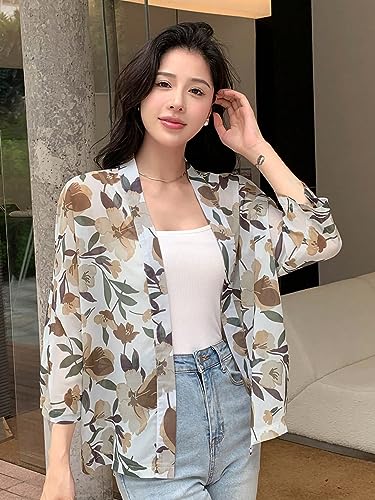 TOPLOT Women's Front Open Floral Printed Shrug Top Regular Fit (Shrug-5148-Yellow-XXL) 4