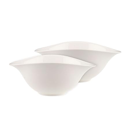 Villeroy & Boch Dune VAPIANO Salatschalen-Set, 2-teilig, Premium Porzellan, Weiß