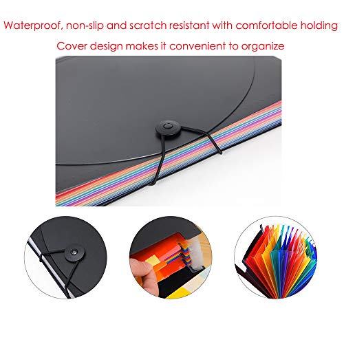 SanerDirect Expanding File Folders, 12 Pockets Multi-Color Accordion A4 Documents Bill Letter Organiser File, Plastic Portable Filling Storage with Big Capacity Expandable File with Cover - Thumbnail 2