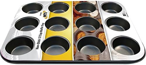 PRIMA 35 x 26 x 3 cm 1-Piece Non-Stick Muffin Pan, Black