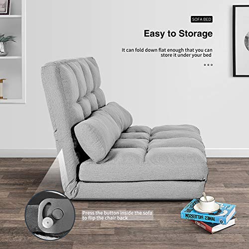Lazy Sofa Bed Adjustable 5 Reclining Position, Convertible Floor Couch